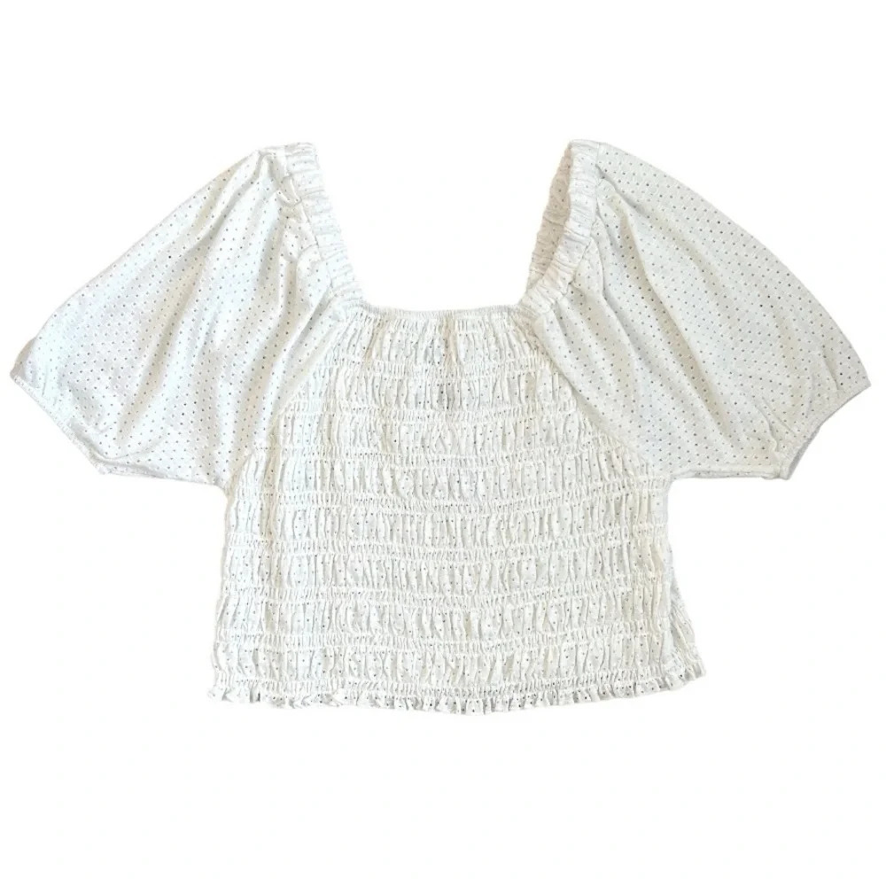 NWT BB Dakota by Steve Madden Women's Peasant Top White Size 3X, Coastal, Boho